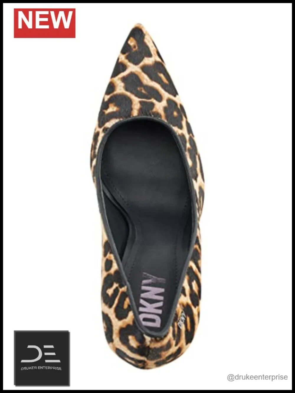 Classic Heel Slip-On Pointed Toe Leopard Hair-Calf Pump